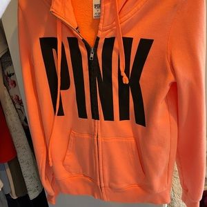 Neon Orange Funnel neck ‘PINK’ zip up